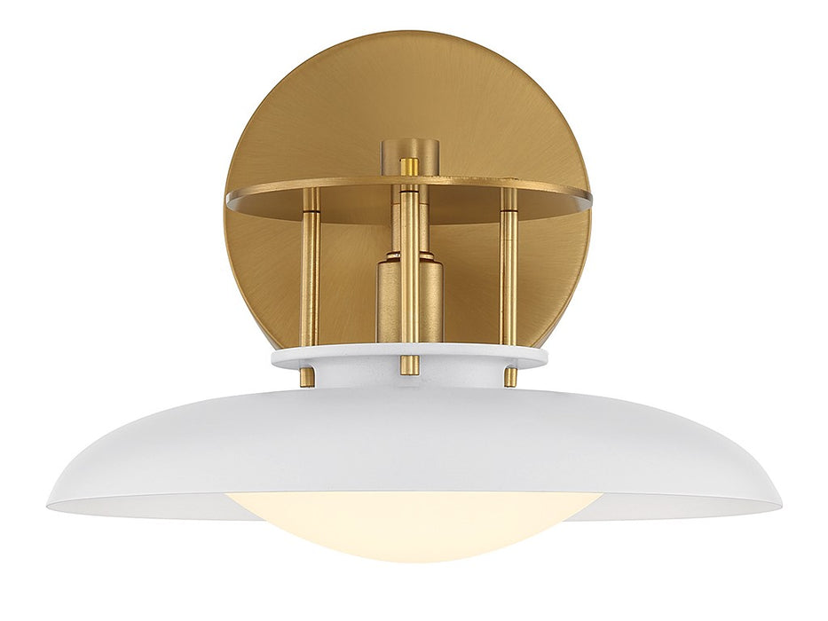 Savoy House 9-1686-1-142 One Light Wall Sconce, White with Warm Brass
