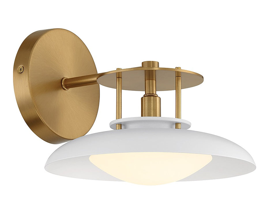 Savoy House 9-1686-1-142 One Light Wall Sconce, White with Warm Brass