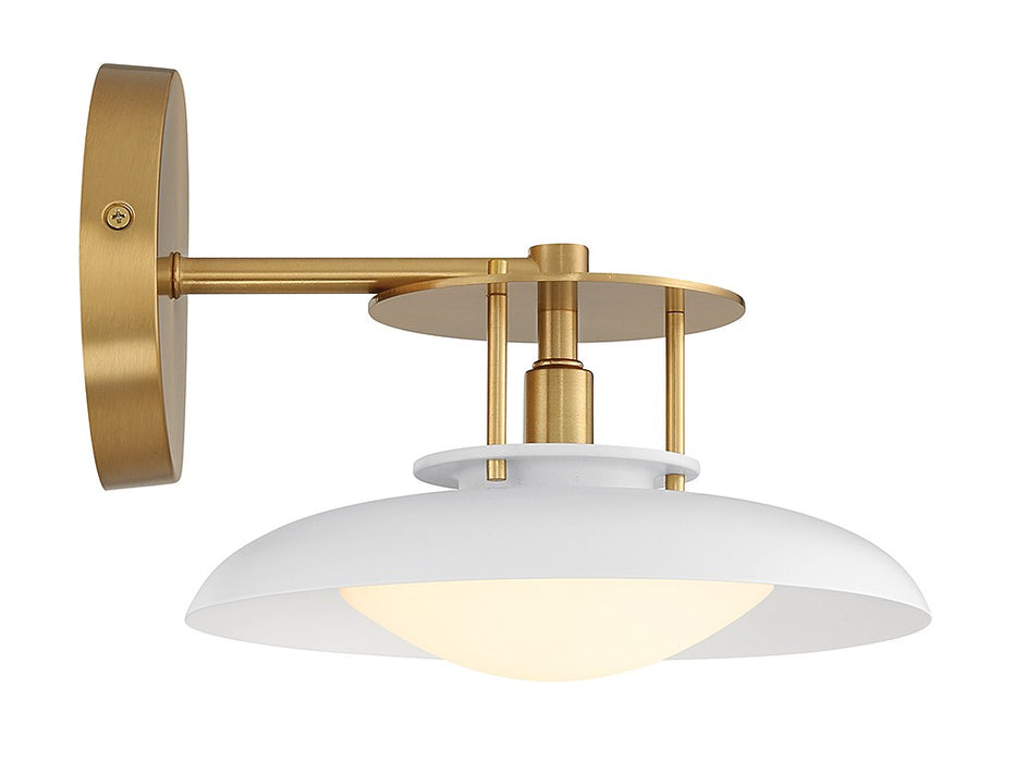 Savoy House 9-1686-1-142 One Light Wall Sconce, White with Warm Brass