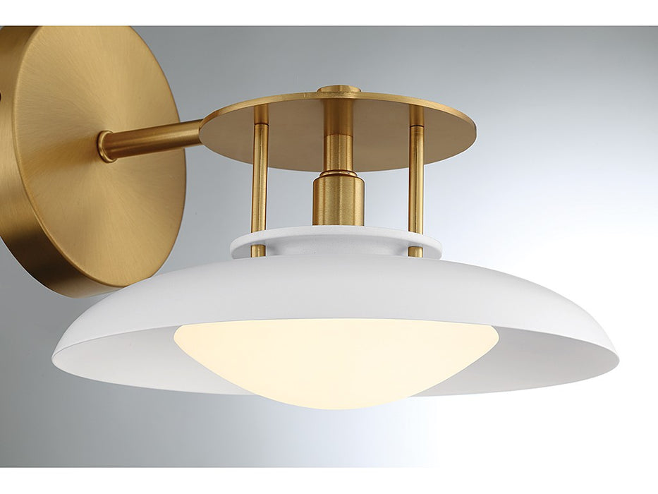 Savoy House 9-1686-1-142 One Light Wall Sconce, White with Warm Brass