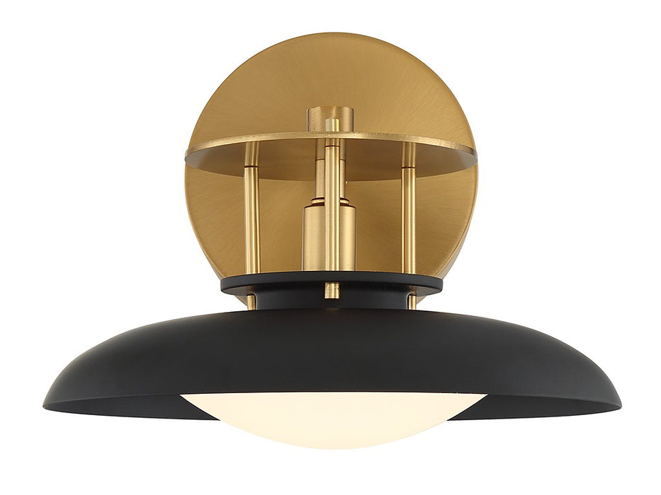 Savoy House 9-1686-1-143 One Light Wall Sconce, Matte Black with Warm Brass