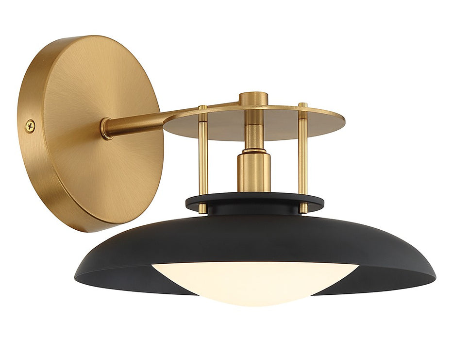 Savoy House 9-1686-1-143 One Light Wall Sconce, Matte Black with Warm Brass