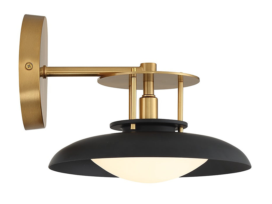 Savoy House 9-1686-1-143 One Light Wall Sconce, Matte Black with Warm Brass