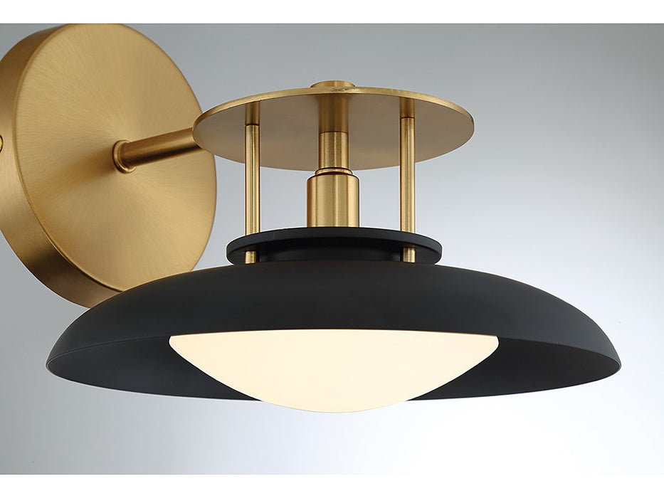 Savoy House 9-1686-1-143 One Light Wall Sconce, Matte Black with Warm Brass