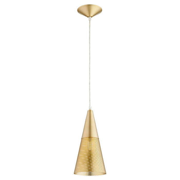 Quorum 1316-80 One Light Pendant, Aged Brass