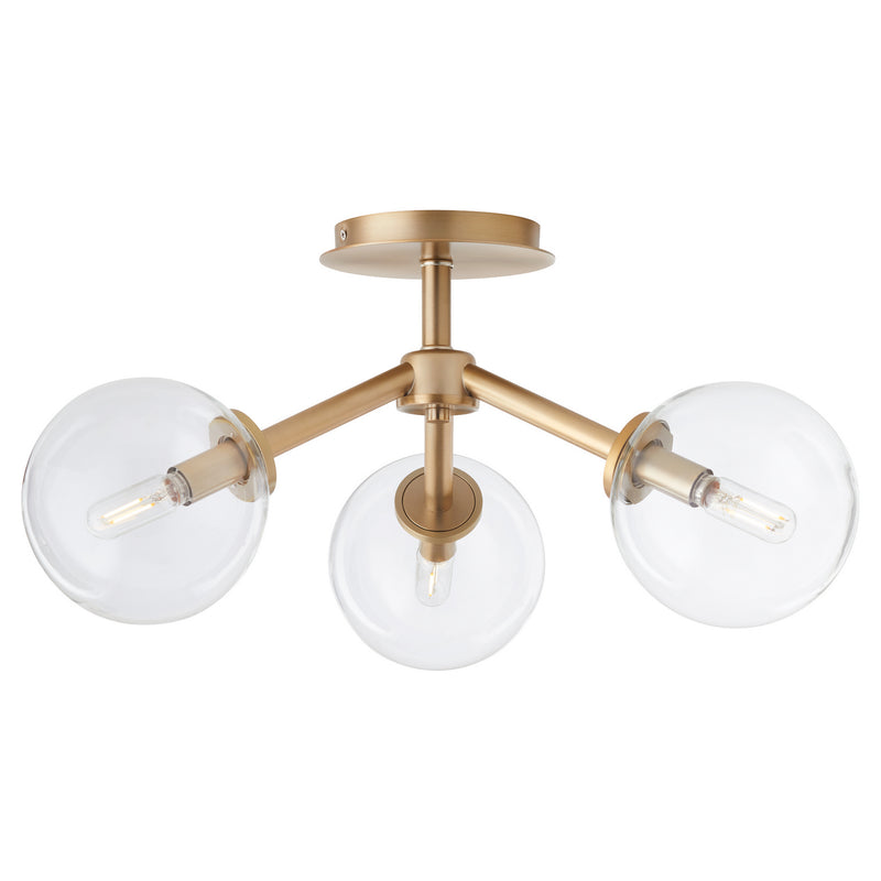 Quorum 3132-21-80 Three Light Ceiling Mount, Aged Brass