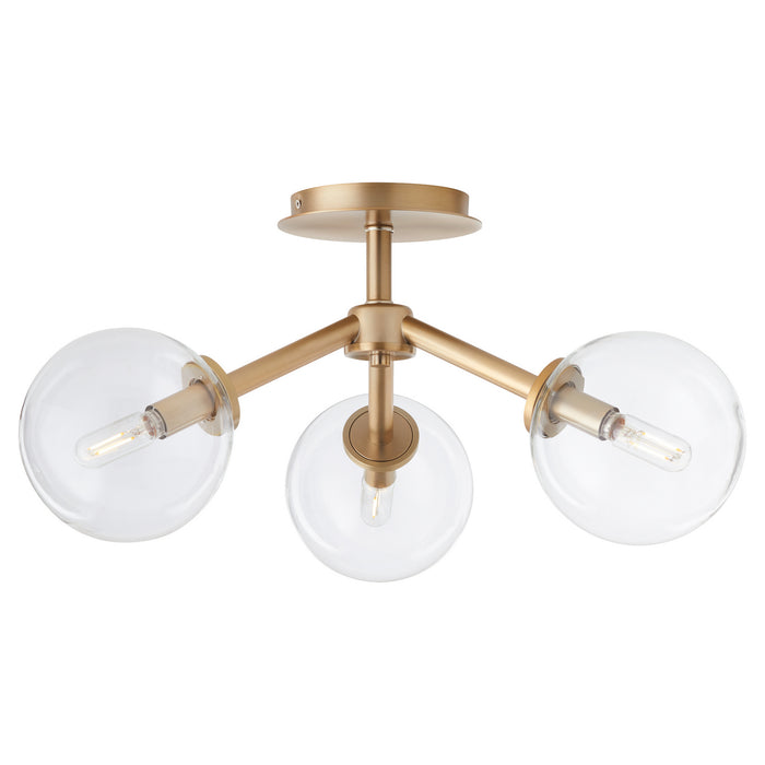 Quorum 3132-21-80 Three Light Ceiling Mount, Aged Brass