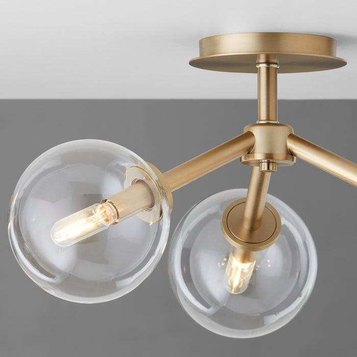 Quorum 3132-21-80 Three Light Ceiling Mount, Aged Brass