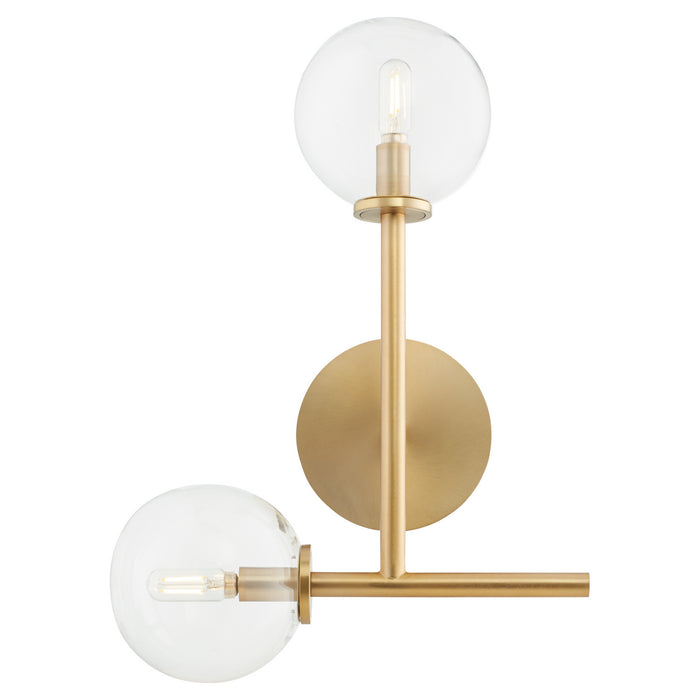 Quorum 5132-2-80 Two Light Wall Mount, Aged Brass