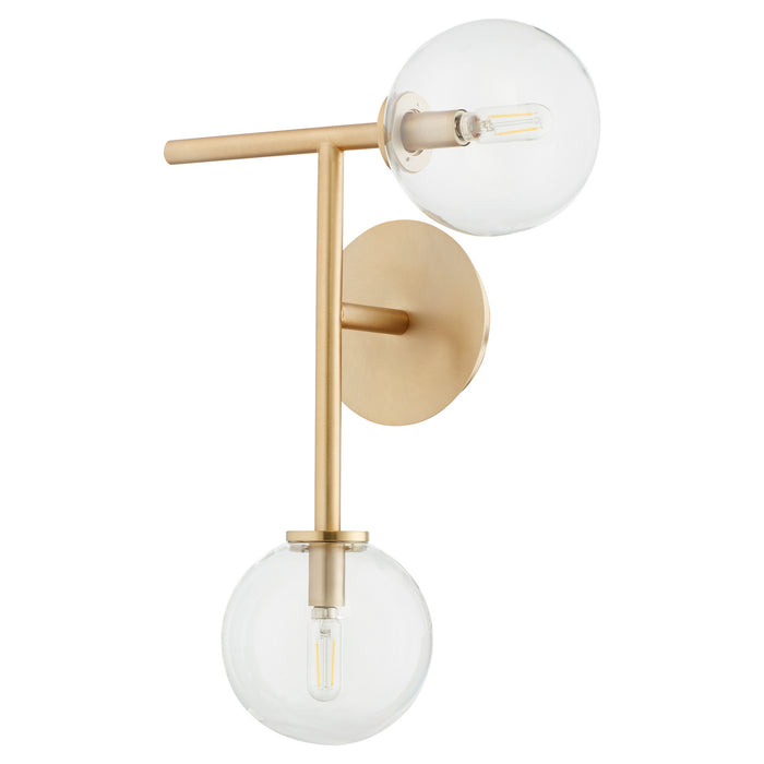 Quorum 5132-2-80 Two Light Wall Mount, Aged Brass