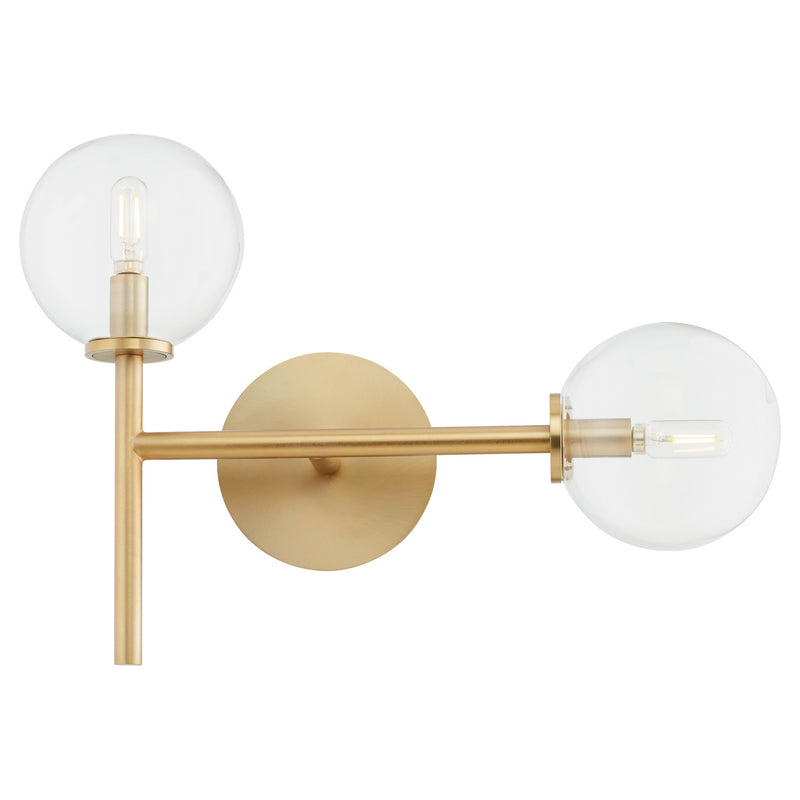 Quorum 5132-2-80 Two Light Wall Mount, Aged Brass
