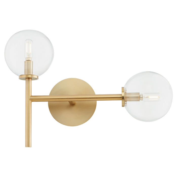 Quorum 5132-2-80 Two Light Wall Mount, Aged Brass