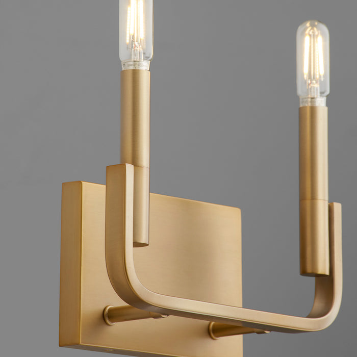 Quorum 5210-2-80 Two Light Wall Mount, Aged Brass