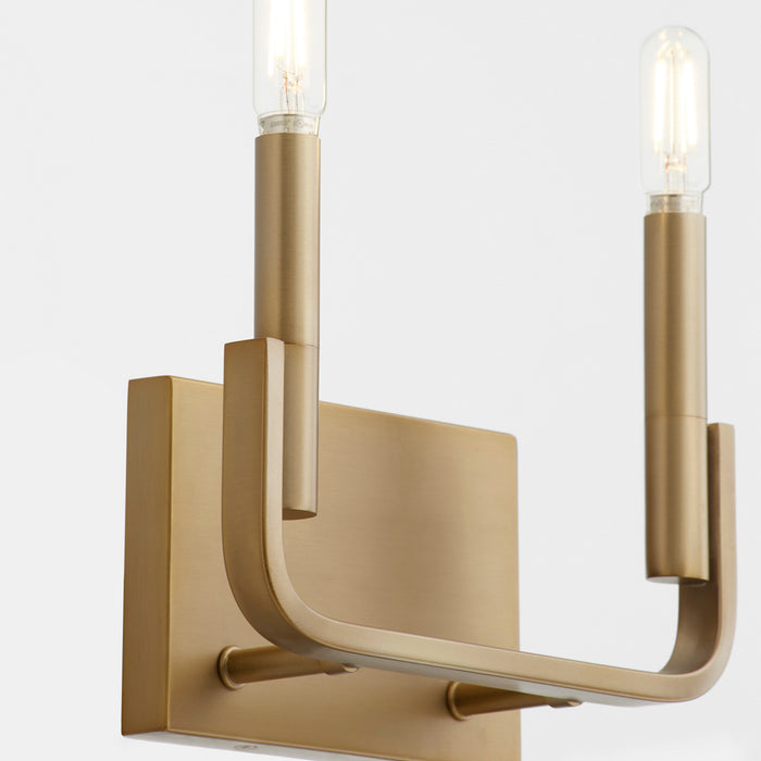 Quorum 5210-2-80 Two Light Wall Mount, Aged Brass