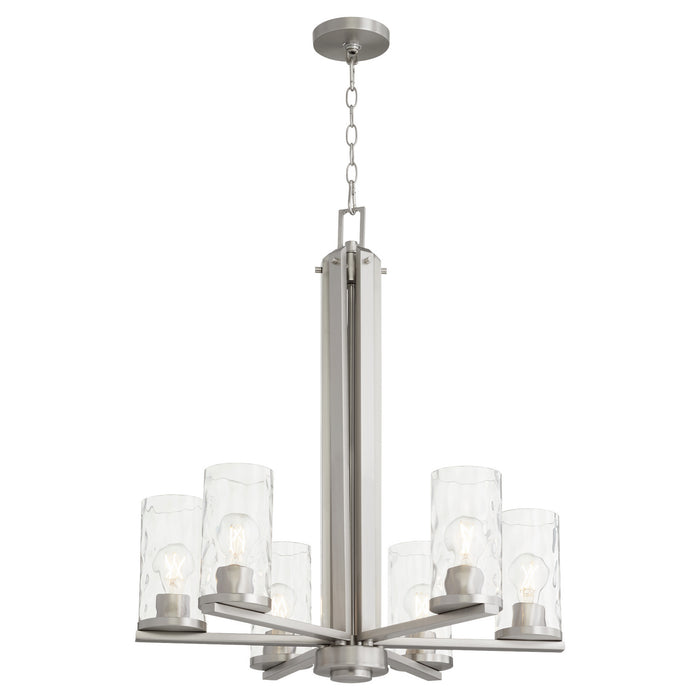 Quorum 6111-6-65 Six Light Chandelier, Satin Nickel