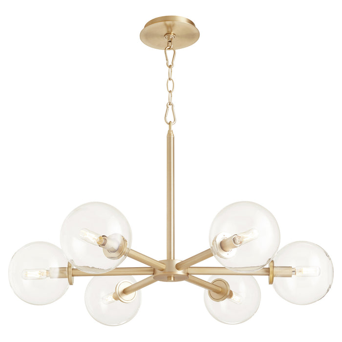 Quorum 6132-6-80 Six Light Chandelier, Aged Brass