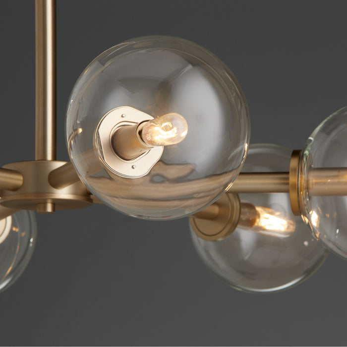 Quorum 6132-6-80 Six Light Chandelier, Aged Brass