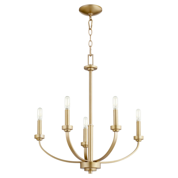 Quorum 6160-5-80 Five Light Chandelier, Aged Brass