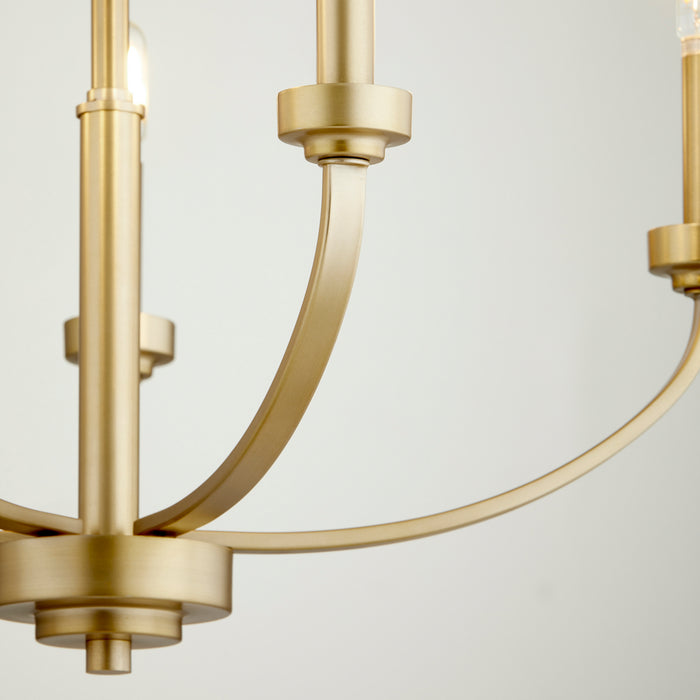 Quorum 6160-5-80 Five Light Chandelier, Aged Brass
