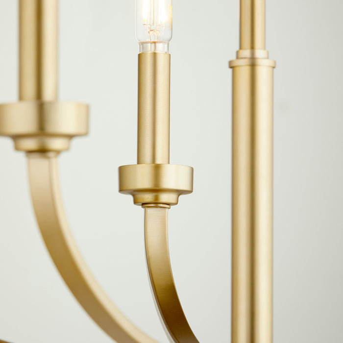 Quorum 6160-5-80 Five Light Chandelier, Aged Brass