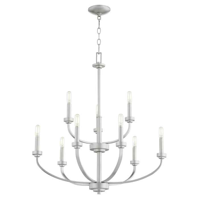 Quorum 6160-9-64 Nine Light Chandelier, Classic Nickel