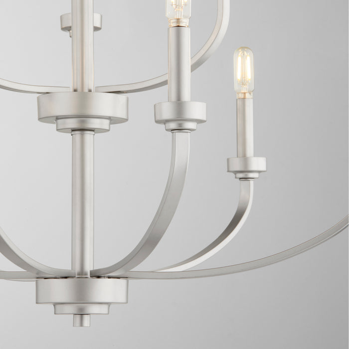 Quorum 6160-9-64 Nine Light Chandelier, Classic Nickel