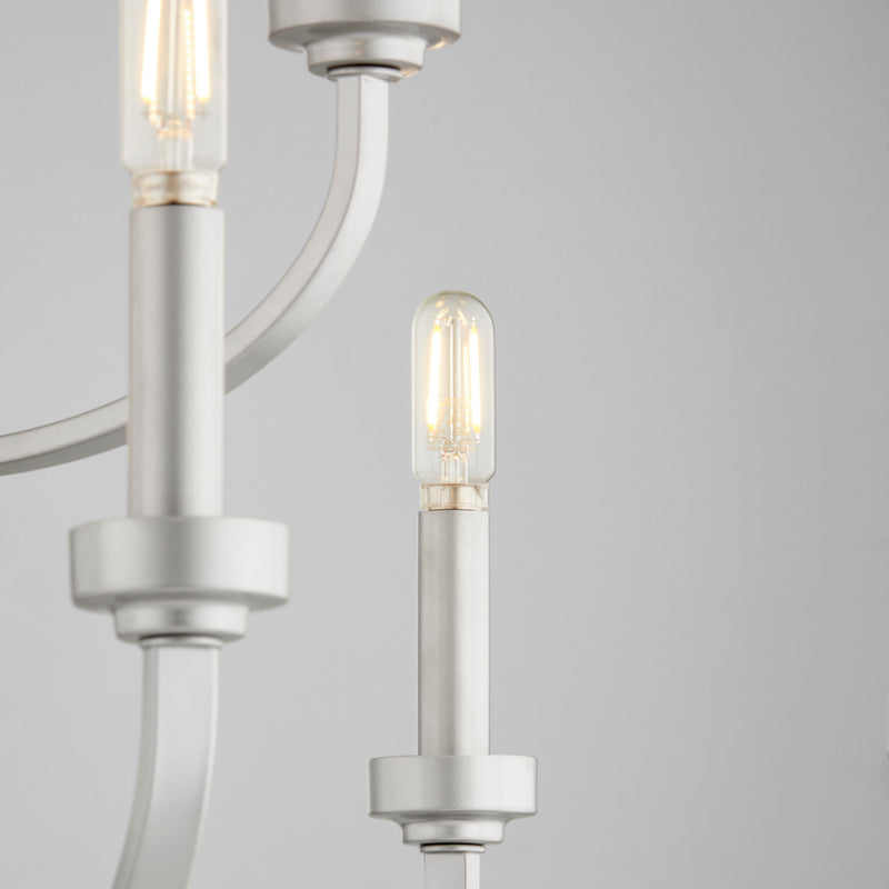 Quorum 6160-9-64 Nine Light Chandelier, Classic Nickel