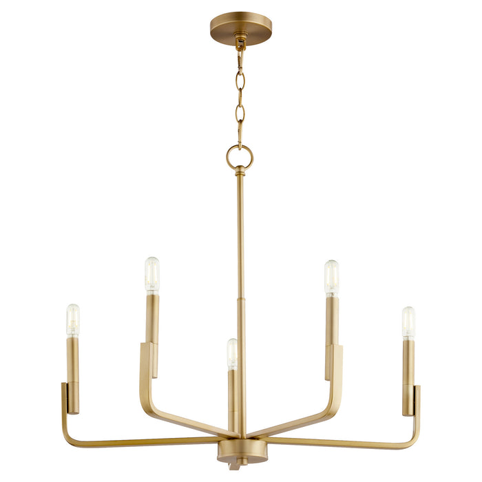 Quorum 6210-5-80 Six Light Chandelier, Aged Brass