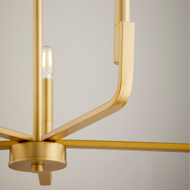 Quorum 6210-5-80 Six Light Chandelier, Aged Brass