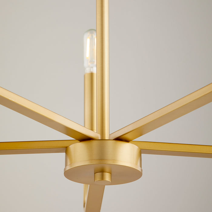 Quorum 6210-5-80 Six Light Chandelier, Aged Brass