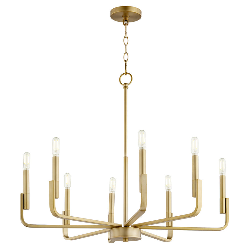 Quorum 6210-8-80 Eight Light Chandelier, Aged Brass