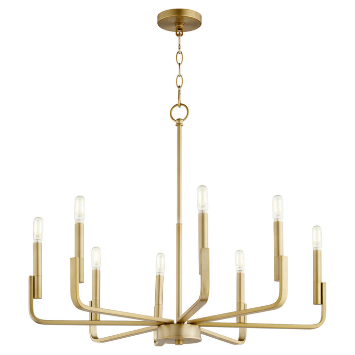 Quorum 6210-8-80 Eight Light Chandelier, Aged Brass
