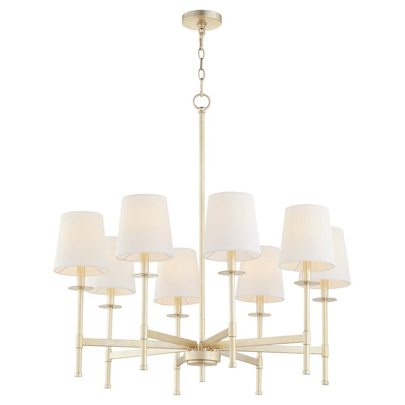 Quorum 624-8-60 Eight Light Chandelier, Aged Silver Leaf