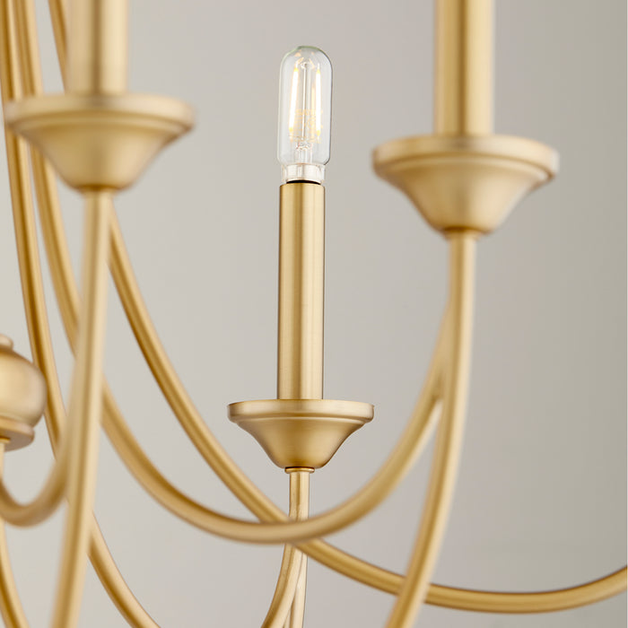 Quorum 6250-8-80 Eight Light Chandelier, Aged Brass