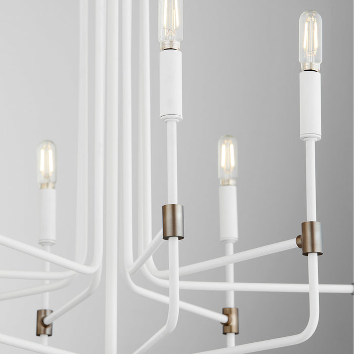 Quorum 633-8-0881 Eight Light Chandelier, Studio White w/ Dark Brass