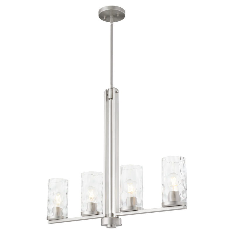 Quorum 6511-4-65 Four Light Linear Chandelier, Satin Nickel