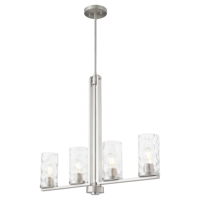Quorum 6511-4-65 Four Light Linear Chandelier, Satin Nickel