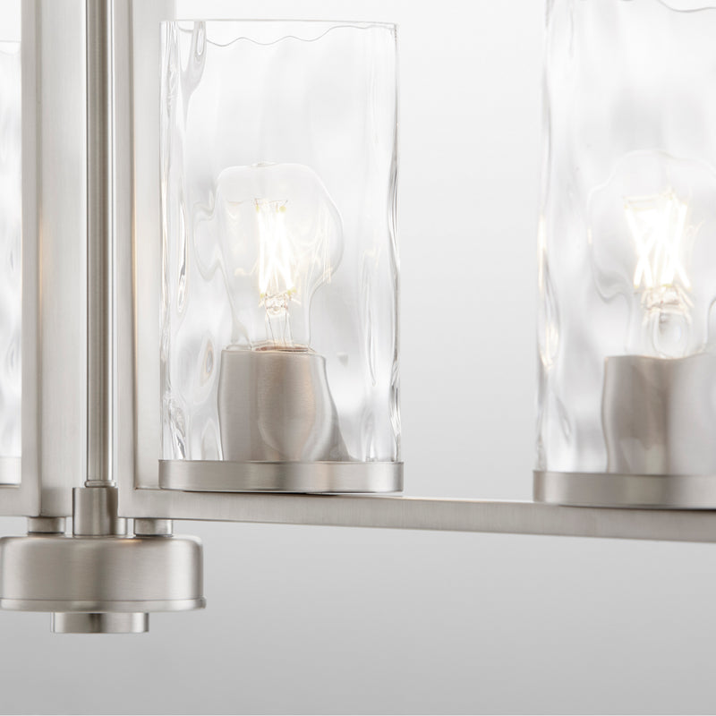Quorum 6511-4-65 Four Light Linear Chandelier, Satin Nickel