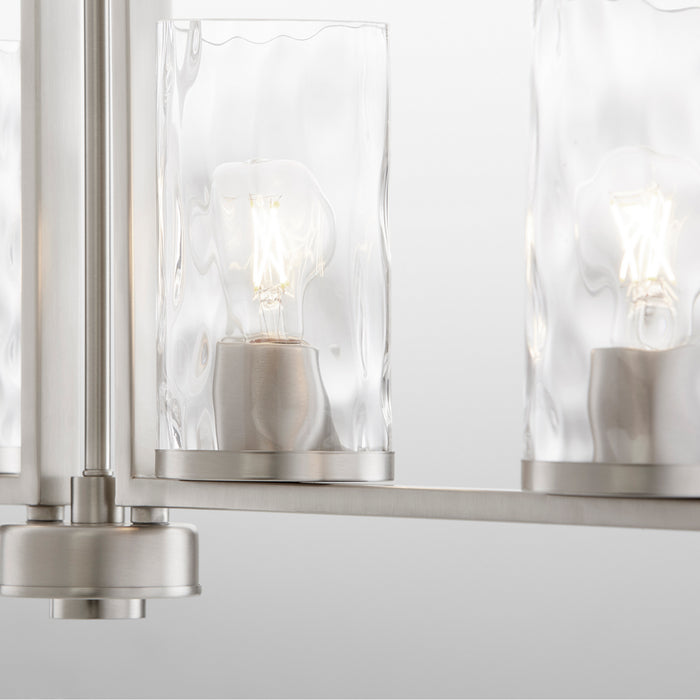 Quorum 6511-4-65 Four Light Linear Chandelier, Satin Nickel