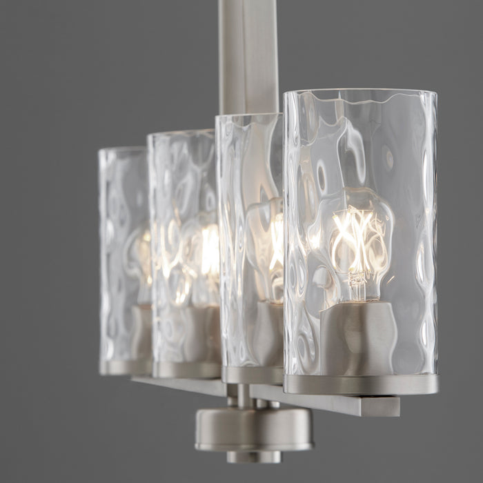 Quorum 6511-4-65 Four Light Linear Chandelier, Satin Nickel