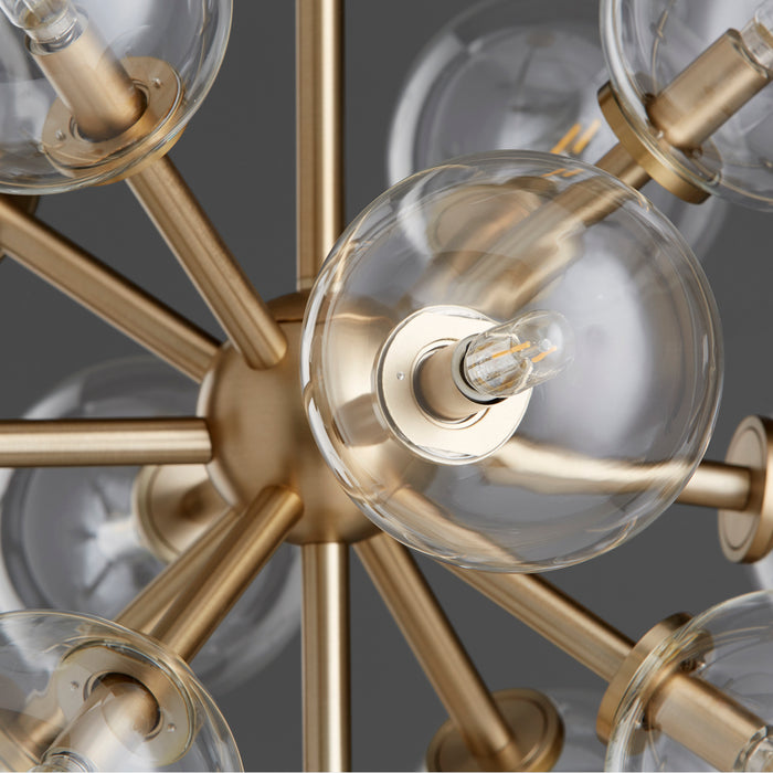 Quorum 8132-13-80 13 Light Pendant, Aged Brass