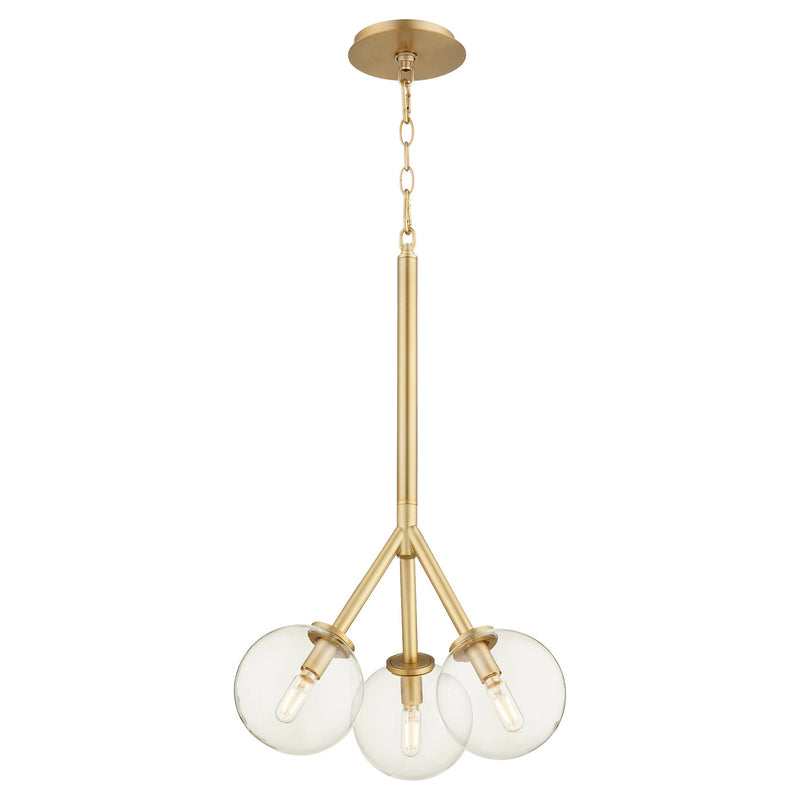 Quorum 8132-3-80 Three Light Pendant, Aged Brass