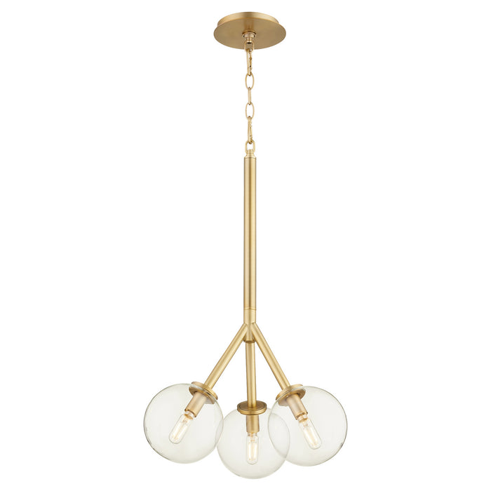Quorum 8132-3-80 Three Light Pendant, Aged Brass