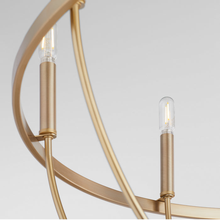 Quorum 6374-8-80 Eight Light Chandelier, Aged Brass