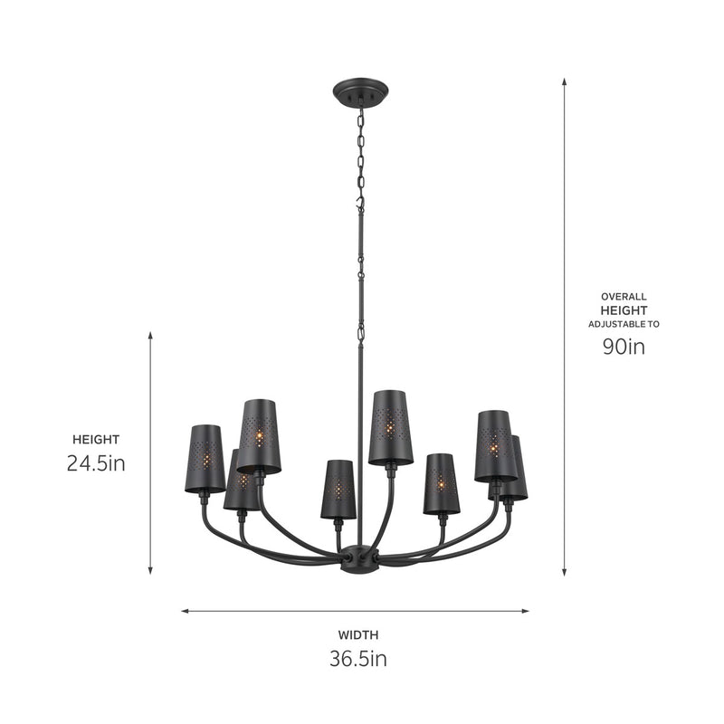 Kichler 52509BK Eight Light Chandelier, Black
