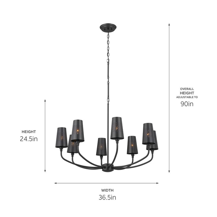 Kichler 52509BK Eight Light Chandelier, Black