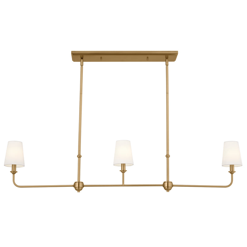 Kichler 52519BNB Three Light Linear Chandelier, Brushed Natural Brass