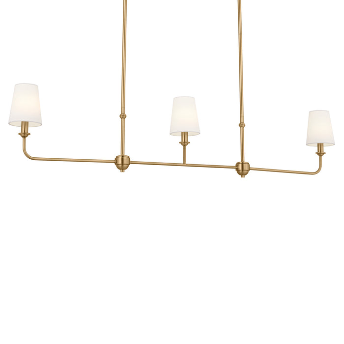 Kichler 52519BNB Three Light Linear Chandelier, Brushed Natural Brass