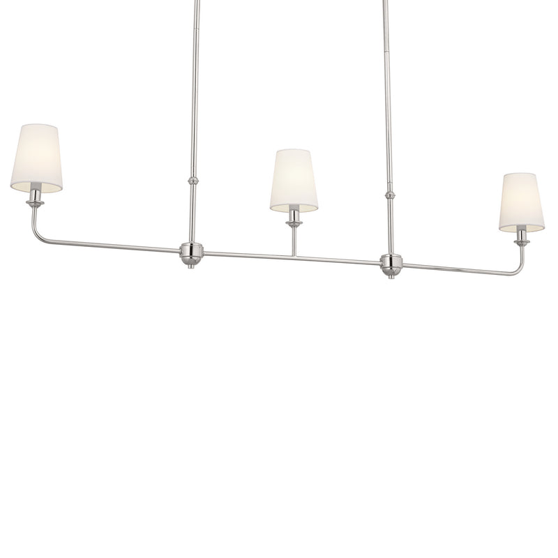 Kichler 52519PN Three Light Linear Chandelier, Polished Nickel