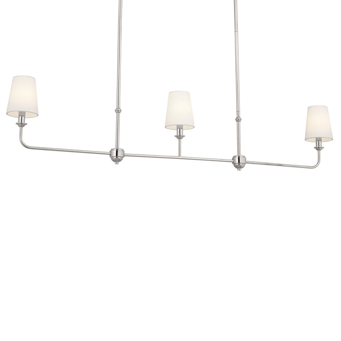 Kichler 52519PN Three Light Linear Chandelier, Polished Nickel